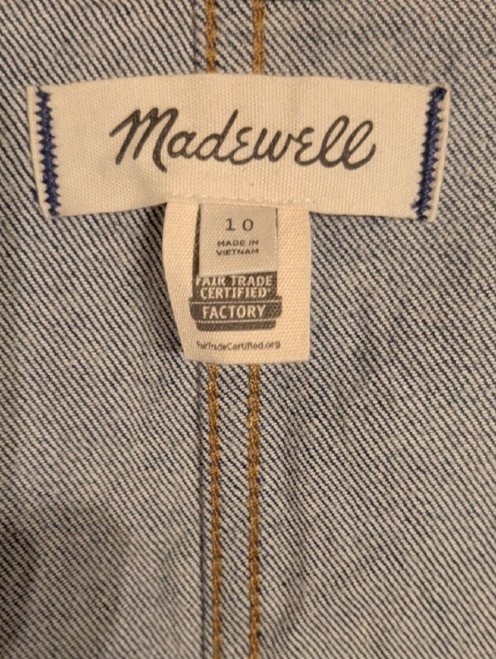Madewell Light Blue Denim Dress with Contrast Stitching - Picture 2 of 5